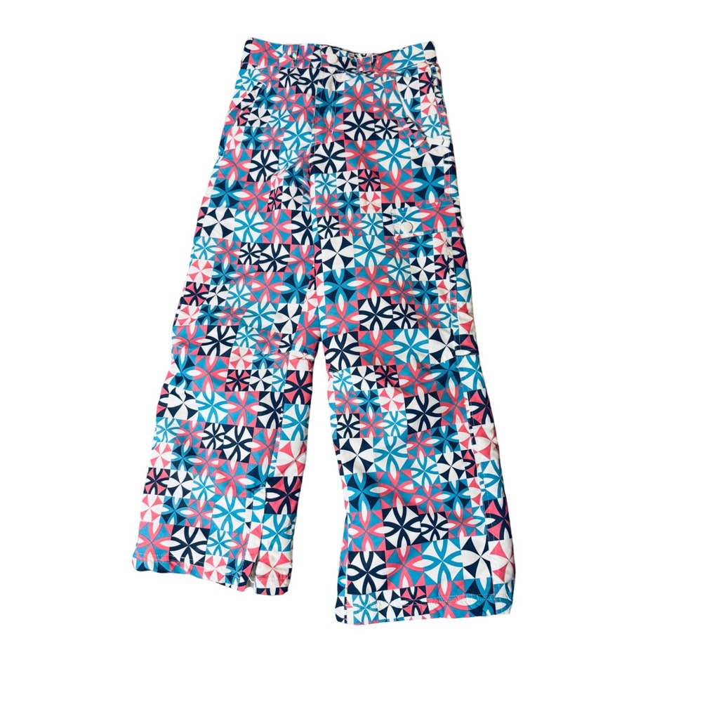 NWOT Slalom Ski Pants Pink White Colorful Geometric Flower Size 14/16 Girl Snow